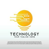 La technologie logo avec lumière ampoule concept. ampoule idée. La technologie et réseau icône -vecteur vecteur