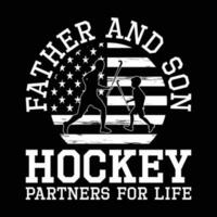 marrant ancien papa et fils le hockey les partenaires pour la vie les pères journée cadeau T-shirt vecteur