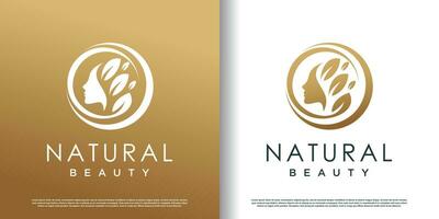 logo de femmes de beauté avec vecteur premium de concept unique créatif