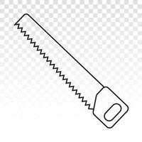 scie à main ou bois scies charpenterie outils ligne art icône pour applications et sites Internet vecteur