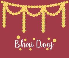 joyeux bhai dooj, ornement de guirlande de fleurs décoratives, fête de famille indienne vecteur