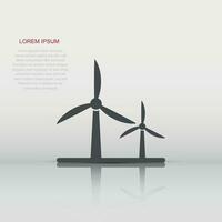 icône de centrale éolienne dans un style plat. illustration vectorielle de turbine sur fond blanc isolé. concept d'entreprise de signe d'énergie de l'air. vecteur