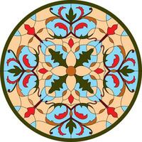 vecteur Couleur modèle de rond coloré verre la fenêtre. floral ornement pour une plafond ou une multicolore verre la fenêtre.