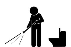 illustration et icône bâton figure,stickman,pictogramme nettoyage toilettes, nettoyage salles de bains, nettoyage placards vecteur