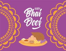 joyeux bhai dooj, cérémonie de célébration indienne carte de relation sœur frère vecteur