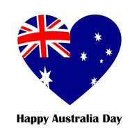 content Australie journée. cœur avec le image de le drapeau de Australie isolé sur une blanc Contexte. carte postale officiel nationale vacances. vecteur. vecteur