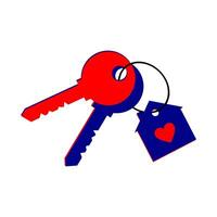 clés à une maison ou appartement dans une Nouveau bâtiment. logement comme une cadeau. clés icône avec porte-clés isolé sur blanc Contexte. vecteur. vecteur