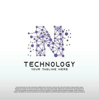 La technologie logo avec initiale n lettre, réseau icône -vecteur vecteur