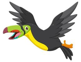 mignonne dessin animé toucan oiseau en volant. vecteur illustration