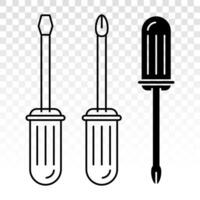 Tournevis réparation outils ligne art icône vecteur