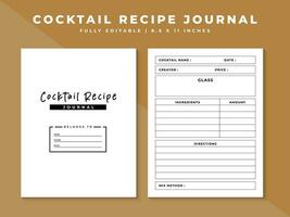 cocktail boisson recette journal kdp intérieur registre vecteur
