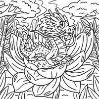 année de le dragon petit dragon fleur coloration vecteur