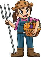 agriculteur avec une récolte dessin animé coloré clipart vecteur