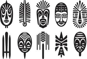 ensemble de africain tribal masques, tribal masques vecteur illustration