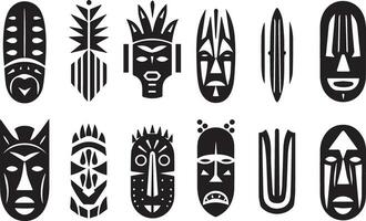 ensemble de africain tribal masques, tribal masques vecteur illustration