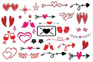 ensemble de l'amour symboles. la Saint-Valentin journée salutation symboles collection pour carte fabrication et Créatif travail plat vecteur