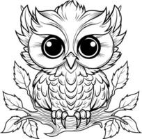 une noir et blanc dessin de un hibou vecteur