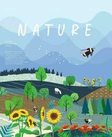 la nature et paysage, contemporain artistique affiche. vecteur