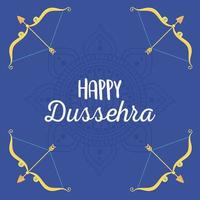 joyeux festival de dussehra de l'inde flèches d'or et arcs avec des cristaux vecteur