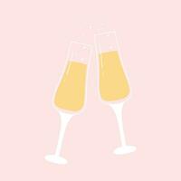 une verre de Champagne. vecteur illustration. isolé verre avec bouillonnant Champagne.