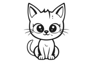 mignonne chat clipart, vecteur illustration. dessin animé chaton icône et logo. amusement minou autocollant, conception élément, branché impression image.