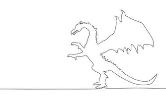 silhouette de dragon. un ligne continu concept bannière avec symbole 2024 an. contour, ligne art, vecteur illustration.