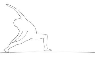 yoga femme un ligne continu vecteur illustration. concept de sport bannière. ligne art, contour main dessiner illustration.