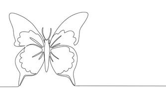 silhouette de papillon. un ligne continu concept bannière avec papillon. contour, ligne art, vecteur illustration.