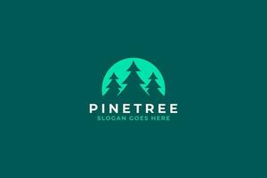 pin et cèdre arbre forêt vert lune lumière logo vecteur