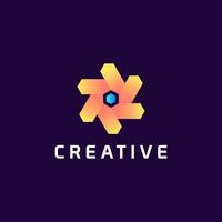Créatif 3d géométrique polygonal forme logo pour affaires l'Internet, éducation La technologie la finance et construction industrie. vecteur