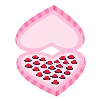 mignonne cœur en forme de boîte de des chocolats. sucré aliments. rose main tiré vecteur clipart isolé. concept de aimer, romance, vacances, 14 de février. pour la Saint-Valentin journée carte, autocollants, social médias, album