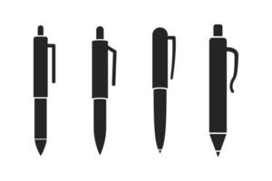 Icônes vecteur ensemble de blanc et noir automatique des stylos.