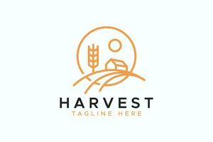 récolte blé Grange ou ferme maison avec abstrait rural scène concept pour ancien logo badge. vecteur