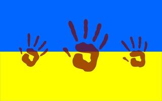 ukrainien drapeau et les enfants main impressions vecteur