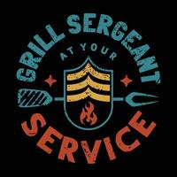 ancien rétro un barbecue badge emblème logo modèle T-shirt conception gril sergent un service vecteur