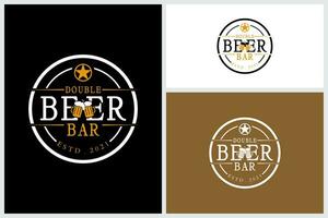 Bière bar entreprise nuit club logo avec Bière verre ale vecteur