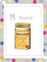 flashcard alphabet avec lettre m pour macaroni vecteur