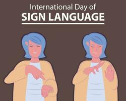 illustration vecteur graphique de une femme Faire signe Langue dans différent pose, parfait pour international jour, international journée de signe langue, célébrer, salutation carte, etc.