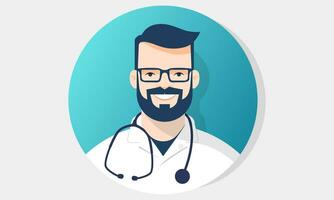 médecin avatar personnage avec stéthoscope et des lunettes de soleil vecteur