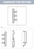 éducation Jeu pour les enfants Couper et Achevée le image de mignonne dessin animé échelle moitié contour pour coloration imprimable outil feuille de travail vecteur