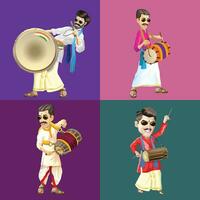 Indien Tamil ensemble de populaire tambour joueurs vecteur