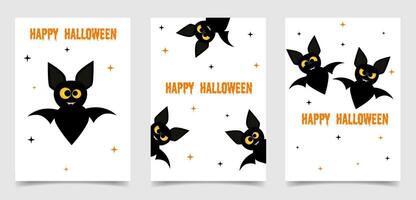 content Halloween carte ensemble avec marrant chauve souris vecteur