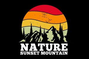 tee shirt nature coucher de soleil montagne style rétro vecteur
