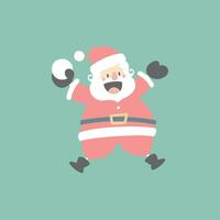 joyeux Noël et content Nouveau année avec mignonne Père Noël claus et boule de neige dans le hiver saison vert arrière-plan, plat vecteur illustration dessin animé personnage costume conception