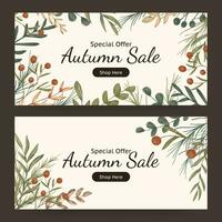 l'automne feuilles aquarelle bannière vente pour tomber saison fête vecteur