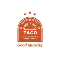 ancien logo branché taco pour nourriture et café icône modèle vecteur