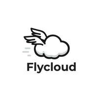 ciel illustration, nuage vecteur logo avec ailes en mouvement vite