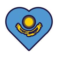 kazakhstan drapeau de fête patriote cœur contour icône vecteur