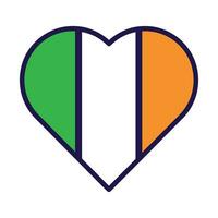 Irlande drapeau de fête patriote cœur contour icône vecteur