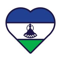 Lesotho drapeau de fête patriote cœur contour icône vecteur